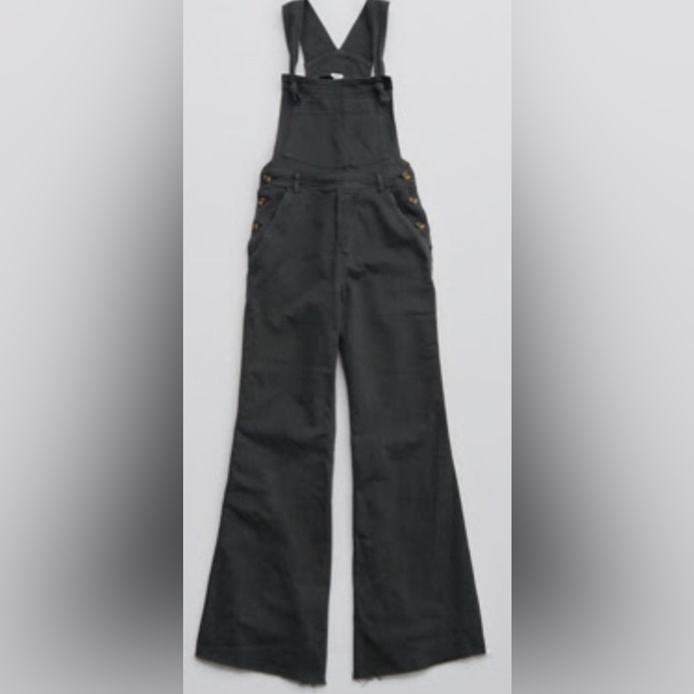 NWT $84 Aerie sz M - Wide Leg Overalls Smoked Grey - Picture 2 of 12